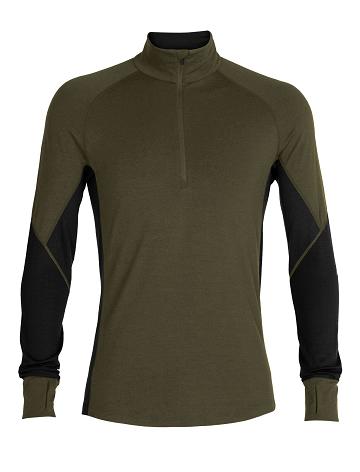 Men's Icebreaker BodyfitZone™ Merino 260 Zone Long Sleeve Half Zip Thermal Top Base Layers Loden / Black | CA 1600WNBY